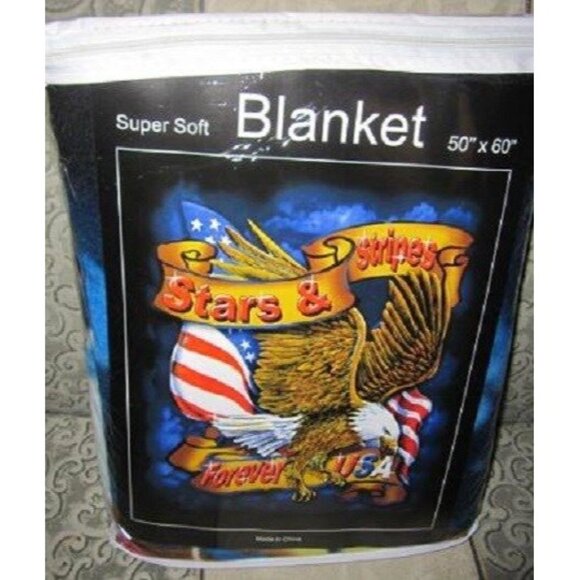 New Eagle Stars and Stripes Forever USA US American Waving Flag Fleece Blanket - Picture 3 of 3